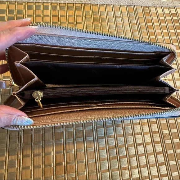 Foxer Women Leather Long Wristlet Wallet Clutch Rose Gold - Picture 11 of 14